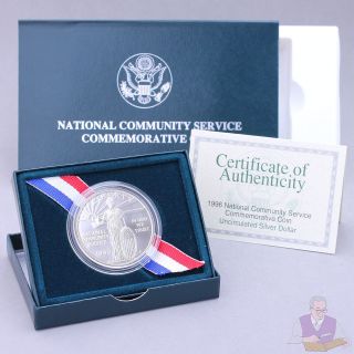 1996 S National Community Service Bu Commemorative 90 Silver Dollar Ogp Us Coin photo