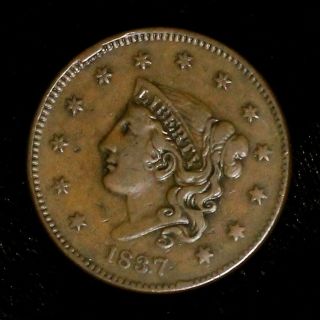 1837 N - 17 Matron Or Young Head Large Cent Coin 1c photo