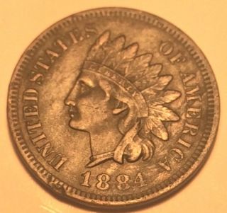 Tough Date 1884 Indian Head Penny In Xf/au. photo