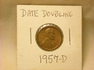 Lincoln Wheat Cent Error 1957 - D Double Date All Numbers Are Doubled photo