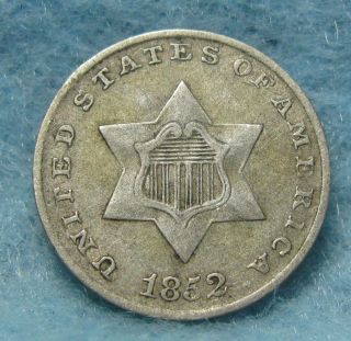 1852 Three Cent Silver Vf photo