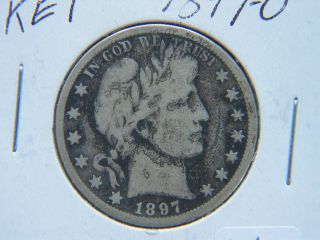 1897 - O Barber Silver Half Dollar Rare Key Date Partial Liberty Corroded photo