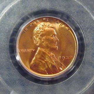 1937 - Lincoln Cent Pcgs Certified Ms - 66 Red Omaha 03644259 G photo