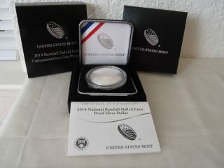 2014 Baseball Hall Of Fame Uncirculated Silver Dollar Proof Coin - Us - W/coa photo
