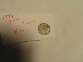 1851 90 Silver 3 - Cent Treme,  Circulated photo