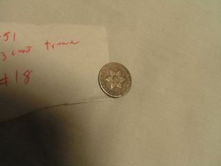 1851 90 Silver 3 - Cent Treme In Circulated Condtion photo