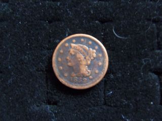 1852 Braided Hair Large Copper Penny.  Coin photo