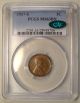 1917 - S Lincoln Cent,  Pcgs/cac Ms - 63bn,  Glossy Brown Coin,  Pq Small Cents photo 2