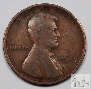 1909 (p) Good Lincoln Wheat Cent Penny 1c Us Coin A2 photo