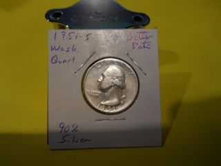 1951 - S Washington Quarter Better Date Coin 90 Silver photo