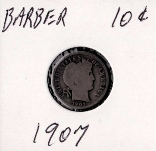 1907 Barber Dime U.  S.  Coin photo