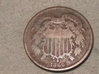 1866 Two Cent Piece 5193b photo