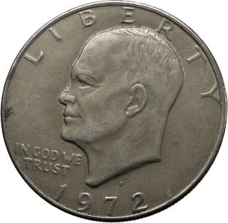 1972 Denver President Eisenhower Apollo 11 Moon Landing Dollar Usa Coin I44909 photo