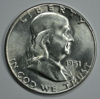 1951 P Franklin Silver Uncirculated Half Dollar Bu See Store For Discounts (gr04) photo