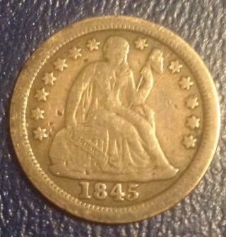 1845 - O Seated Liberty Dime (key Date) Silver photo