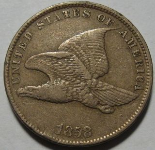 = 1858 Vf/xf Flying Eagle Cent,  Eye Appeal,  Small Letters, photo
