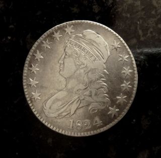 1824 Silver Capped Bust Half Dollar - Vf Detail,  Luster photo