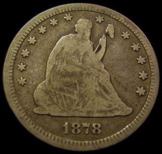 1878 Cc Seated Liberty Quarter.  Choice W/nicer Detail & Sharp Appeal Nr photo