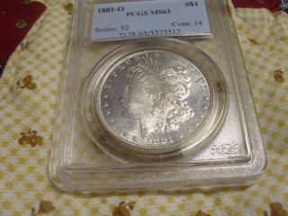 1881 0 Morgan Silver Dollar (pcgs Graded And Certified Ms 63) photo