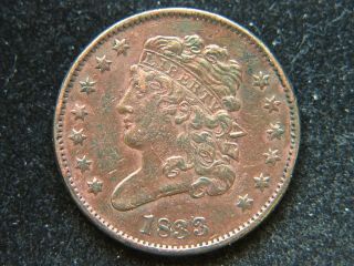 1833 1/2c Bn Classic Head Half Cent Sharp Detail Cleaned Type Coin photo
