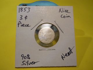 1853 3 Cent Silver Neat Coin Look 90 Silver photo