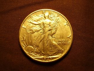 1943 D Walking Liberty Silver Half Dollar,  Vg Album Coin.  C335 photo
