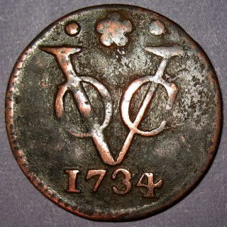 Overdate 1734/26 York Penny Voc Holland Dutch Colonial Penny Cent photo