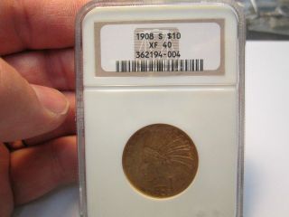 Better Date 1908 S 10 Dollar Indian Gold Coin In Ngc Xf40 Extra Fine photo
