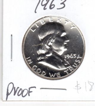 1963 Franklin Half Dollar Proof $15 photo