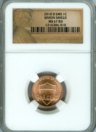 2010 D Lincoln Cent Ngc Ms 67 Rd Sms Lincoln Label. photo