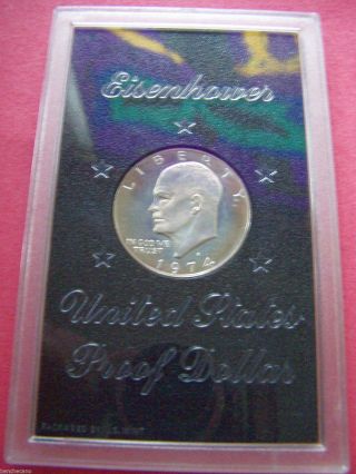 1974 S Eisenhower Proof Dollar In Case (40 Silver) photo