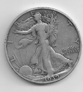 1939d Walking Liberty Half Dollar - Us 90 Silver Coin photo