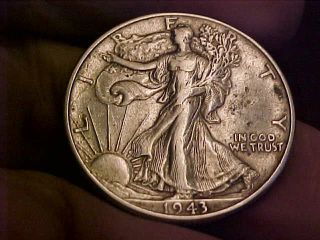 1943 - P Walking Liberty Silver Half Dollar.  Details.  Higher Grade photo