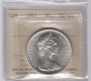1967 1$ Centennial Silver Canada Iccs Kf277 Graded Ms63 photo