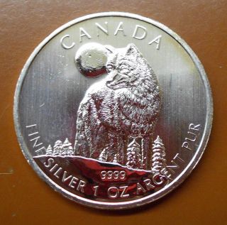 2011 Canada Silver $5.  00 Wolf Coin -.  9999 Fine Silver - 1 Troy Ounce photo