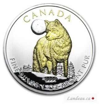 2011 1 Oz Silver Canadian Wildlife Series - Wolf - Gilded photo