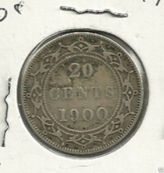 1900 Canada Newfoundland.  925 Silver 20 Cent F - 12 Low Mintage 125,  000 photo