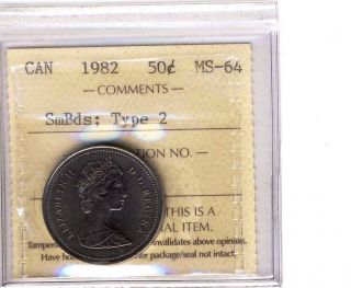 1982 50cents Small Beads Type 2 Iccs Graded Ms64 photo