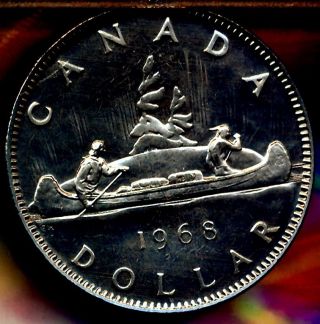 1968 Canadian Dollar Gem Prooflike With Deep Black Mirrors Special Buy $6.  00 photo