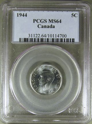 Canada: 1944 5 Cents Pcgs Ms64 photo