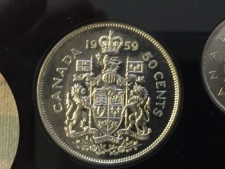 Canada 1959 Proof Like,  Flawless Silver 50 Cent Coin photo