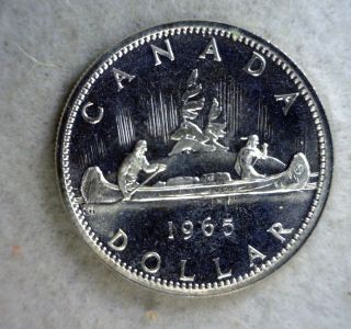 Canada Silver Dollar 1965 Bu Coin (stock 0039) photo