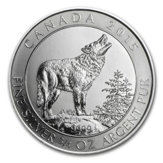 2015 Canada $2 3/4 Oz Grey Wolf.  9999 Fine Silver Bullion Coin In Capsule photo