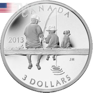 Canada 2013 3$ Fishing 1/4oz Reverse Proof Silver Coin photo