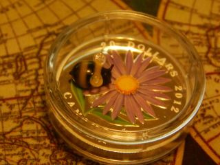 2012 1 Oz Silver Canadian $20 Aster & Venetian Glass Bumblebee photo