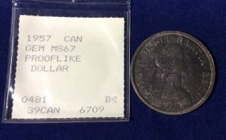 1957 Canada $1 Silver Dark Purple Tone (gem Prooflike Grade Assigned By Kagin ' S) photo
