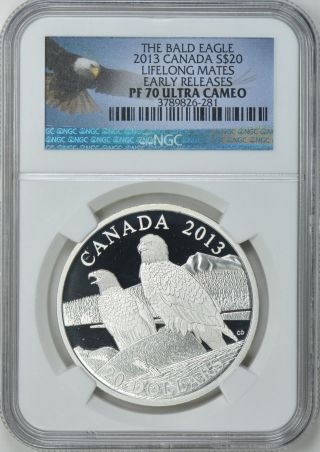 Canada 2013 S$20 Silver Bald Eagle Lifelong Mates Early Releases Ngc Proof - 70 Uc photo