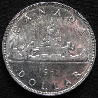 Canadian 1952 King George Vi 80 Silver Dollar No Water - Line Variety photo