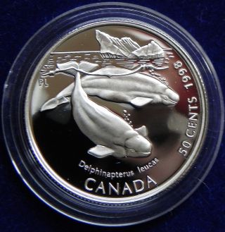 1998 Canada Silver Half Dollar Rare Beluga Whale photo