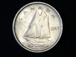 1947 Canadian Silver Ten Cent - Coin Pictured You Will Receive photo